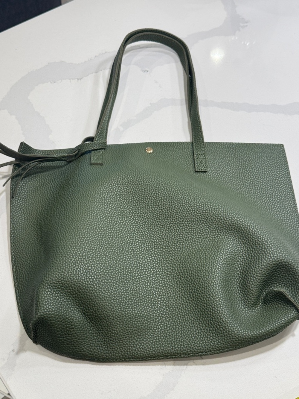 Green Leather-Look Tote Bag - Classic Everyday Carry